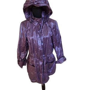 Vintage Worth Womens Purple Hooded Zip Up Windbreaker Jacket Size Medium